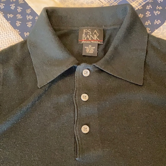 Jos A Bank Polo-Style Mens Black Long-Sleeved Shirt - Picture 1 of 5